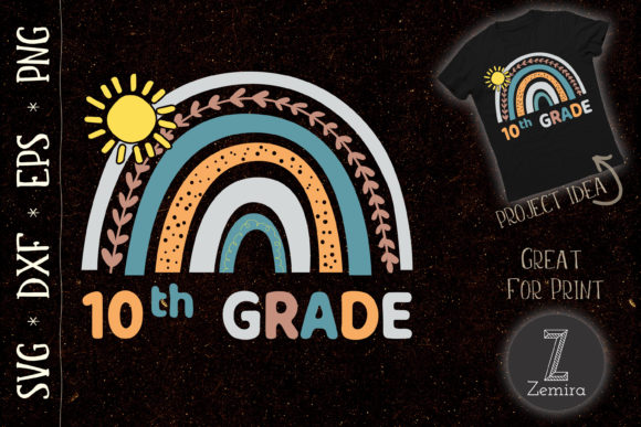 10th Grade Rainbow Student School Graphics for T-Shirt Designs
