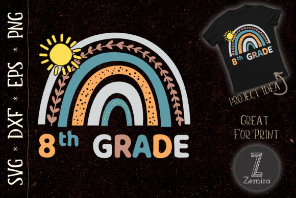 8th Grade Rainbow Graphic: A Versatile T-Shirt Design Asset