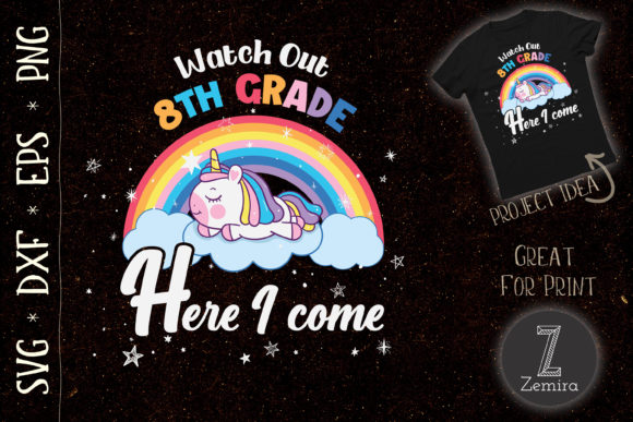 A Playful Unicorn Rainbow Design for Custom Shirts & Crafts