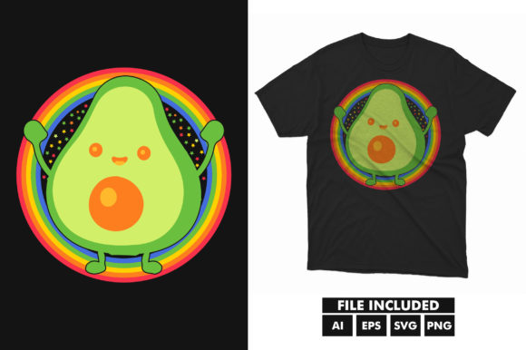 Avocado Rainbow Graphics for T-Shirt Designs and Local Branding