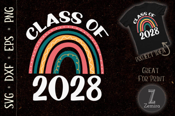 CLASS of 2028 Rainbow School Student Graphics for T-Shirt Designs