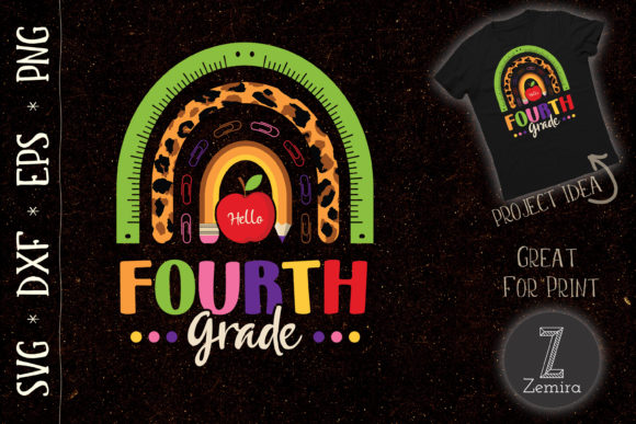 Hello Fourth Grade Rainbow: A Vibrant Graphics Addition for T-Shirt Designs