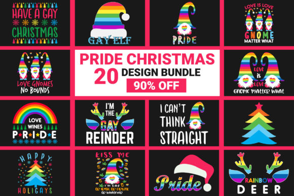 Pride Christmas Rainbow T-shirt Bundle: A Creative Graphics Asset