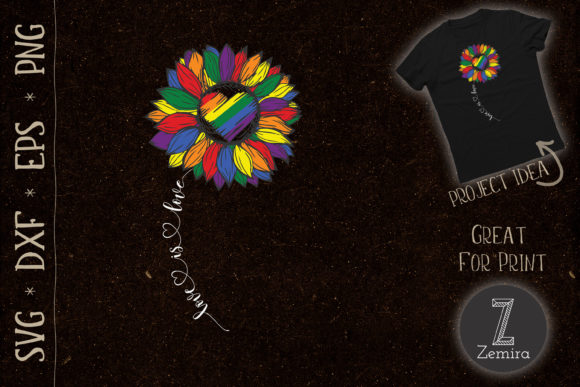Rainbow Sunflower Love is Love LGBT: Design for Graphic and T-Shirt Projects