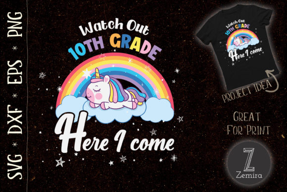 Unicorn Rainbow Graphics for 10th Grade T-Shirt Designs