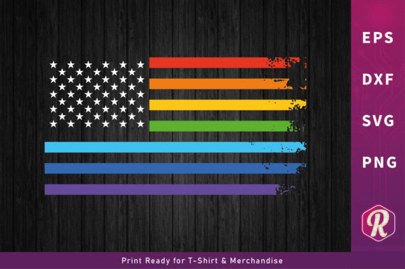 USA Flag Rainbow T-Shirt: A Graphic Design Asset for Crafts & Content