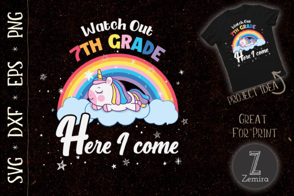 WATCH out 7th Grade Unicorn Rainbow: A Vibrant T-Shirt Design